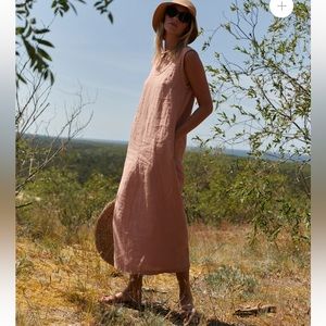 sauths - DUSTY ROSE LINEN DRESS NIDA